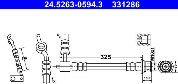 ATE 24.5263-0594.3 - Гальмівний шланг autocars.com.ua