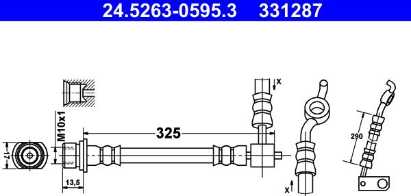 ATE 24.5263-0595.3 - Гальмівний шланг autocars.com.ua