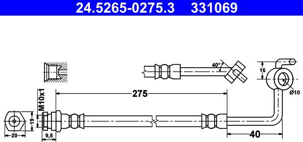 ATE 24.5265-0275.3 - Гальмівний шланг autocars.com.ua