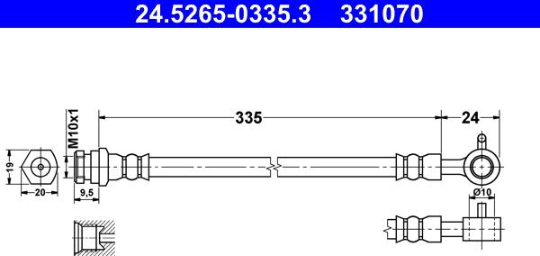 ATE 24.5265-0335.3 - Гальмівний шланг autocars.com.ua