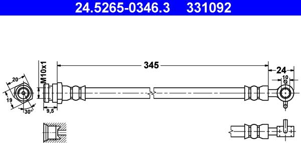 ATE 24.5265-0346.3 - Гальмівний шланг autocars.com.ua
