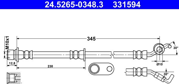 ATE 24.5265-0348.3 - Гальмівний шланг autocars.com.ua