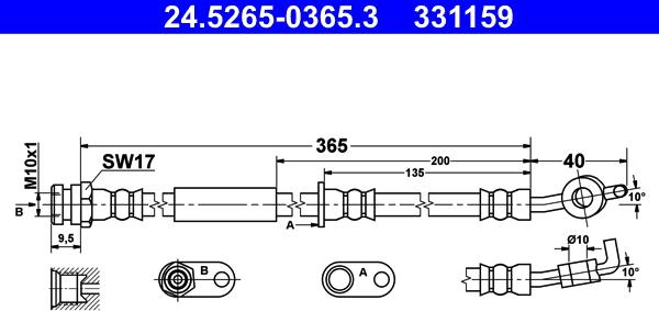 ATE 24.5265-0365.3 - Тормозной шланг avtokuzovplus.com.ua