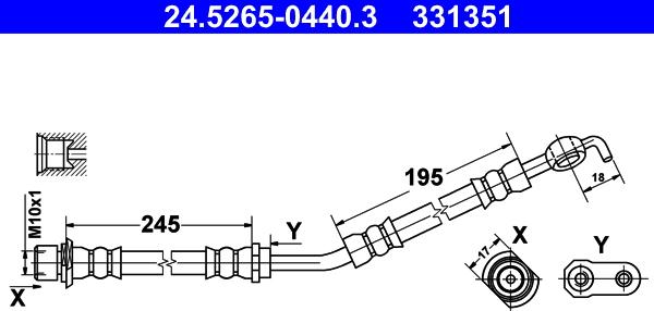 ATE 24.5265-0440.3 - Гальмівний шланг autocars.com.ua