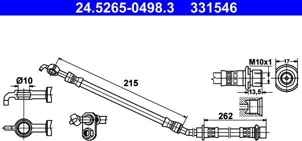 ATE 24.5265-0498.3 - Гальмівний шланг autocars.com.ua