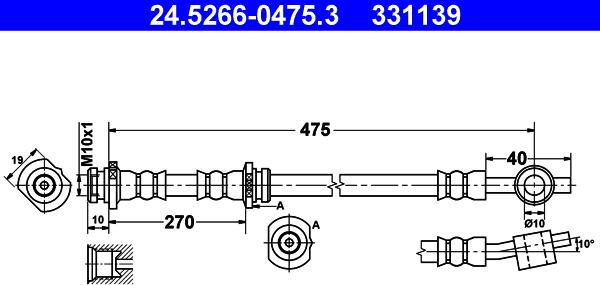 ATE 24.5266-0475.3 - Тормозной шланг avtokuzovplus.com.ua