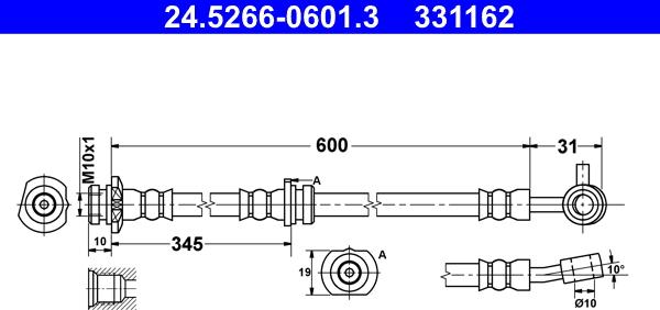 ATE 24.5266-0601.3 - Тормозной шланг avtokuzovplus.com.ua