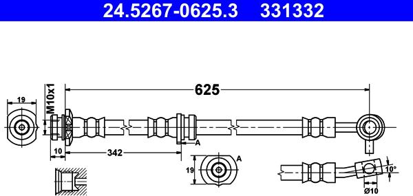 ATE 24.5267-0625.3 - Гальмівний шланг autocars.com.ua