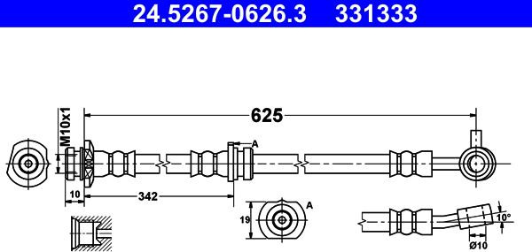 ATE 24.5267-0626.3 - Гальмівний шланг autocars.com.ua