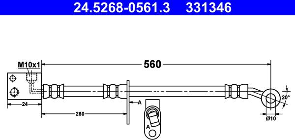 ATE 24.5268-0561.3 - Гальмівний шланг autocars.com.ua