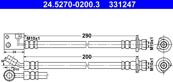 ATE 24.5270-0200.3 - Гальмівний шланг autocars.com.ua