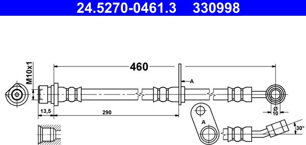 ATE 24.5270-0461.3 - Гальмівний шланг autocars.com.ua