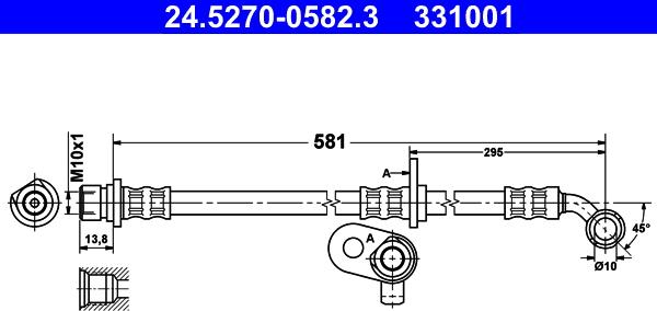 ATE 24.5270-0582.3 - Гальмівний шланг autocars.com.ua