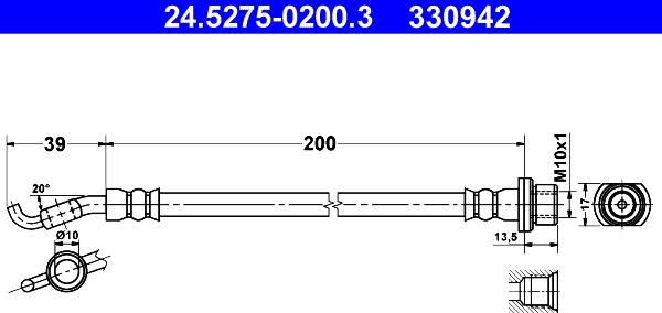 ATE 24.5275-0200.3 - Тормозной шланг avtokuzovplus.com.ua