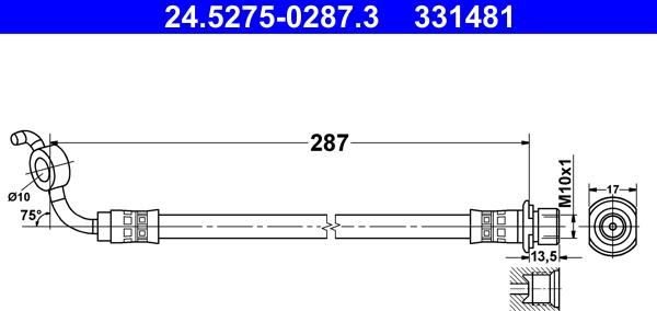 ATE 24.5275-0287.3 - Тормозной шланг avtokuzovplus.com.ua