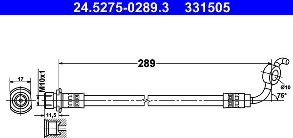 ATE 24.5275-0289.3 - Тормозной шланг avtokuzovplus.com.ua