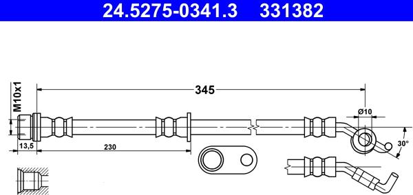 ATE 24.5275-0341.3 - Гальмівний шланг autocars.com.ua