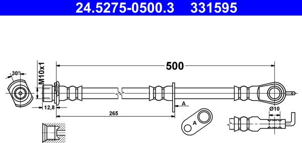 ATE 24.5275-0500.3 - Гальмівний шланг autocars.com.ua