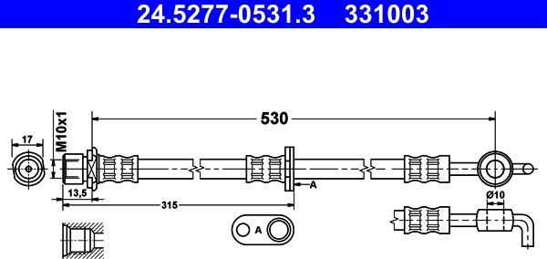 ATE 24.5277-0531.3 - Тормозной шланг avtokuzovplus.com.ua