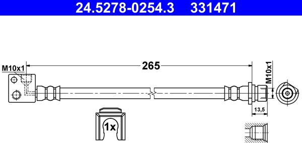 ATE 24.5278-0254.3 - Гальмівний шланг autocars.com.ua