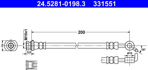 ATE 24.5281-0198.3 - Тормозной шланг avtokuzovplus.com.ua