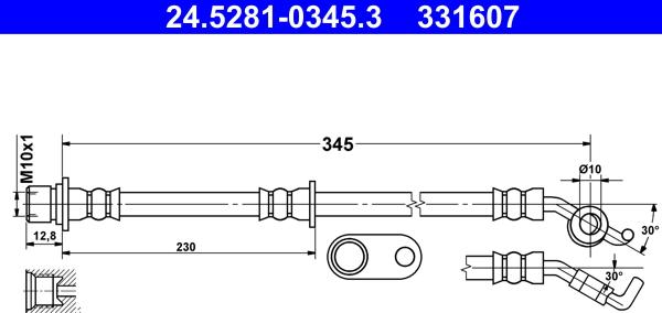 ATE 24.5281-0345.3 - Гальмівний шланг autocars.com.ua