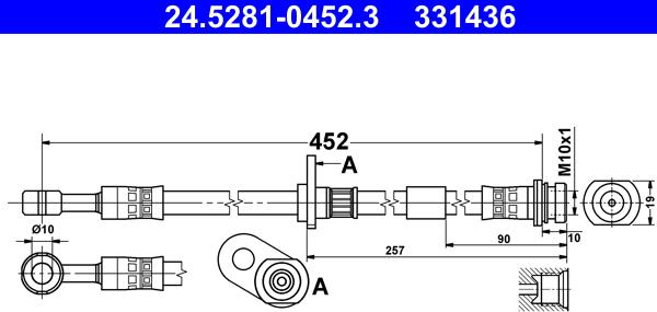 ATE 24.5281-0452.3 - Гальмівний шланг autocars.com.ua