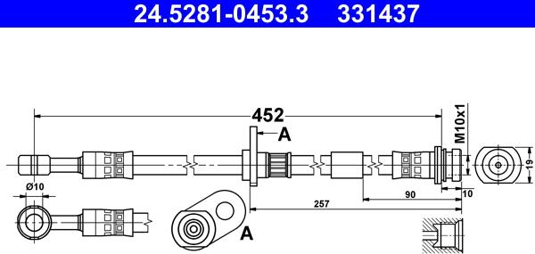 ATE 24.5281-0453.3 - Гальмівний шланг autocars.com.ua