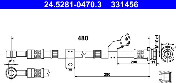 ATE 24.5281-0470.3 - Гальмівний шланг autocars.com.ua