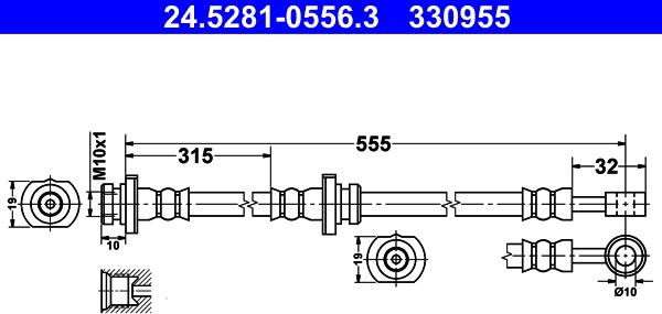 ATE 24.5281-0556.3 - Гальмівний шланг autocars.com.ua