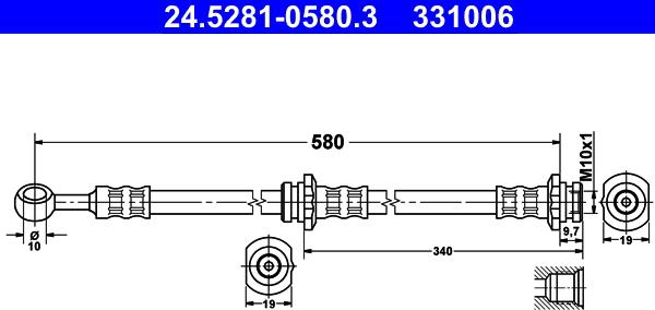 ATE 24.5281-0580.3 - Тормозной шланг avtokuzovplus.com.ua