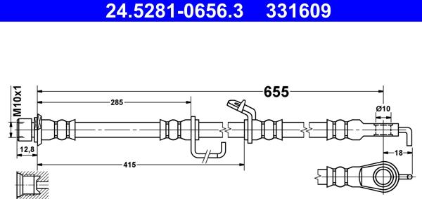 ATE 24.5281-0656.3 - Тормозной шланг avtokuzovplus.com.ua