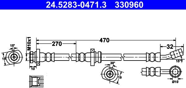 ATE 24.5283-0471.3 - Гальмівний шланг autocars.com.ua