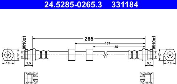 ATE 24.5285-0265.3 - Гальмівний шланг autocars.com.ua