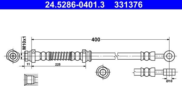 ATE 24.5286-0401.3 - Тормозной шланг avtokuzovplus.com.ua