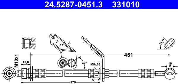 ATE 24.5287-0451.3 - Тормозной шланг avtokuzovplus.com.ua