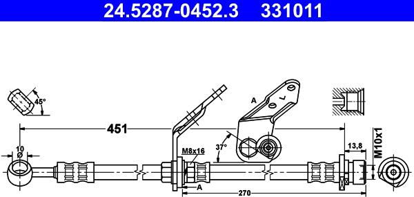 ATE 24.5287-0452.3 - Тормозной шланг avtokuzovplus.com.ua