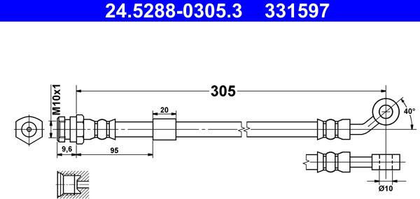 ATE 24.5288-0305.3 - Гальмівний шланг autocars.com.ua