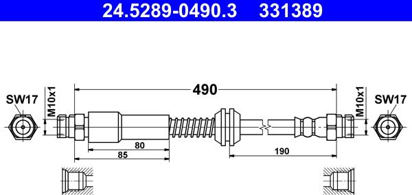 ATE 24.5289-0490.3 - Гальмівний шланг autocars.com.ua