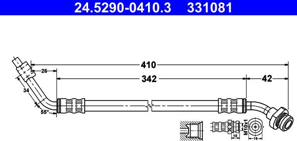 ATE 24.5290-0410.3 - Гальмівний шланг autocars.com.ua