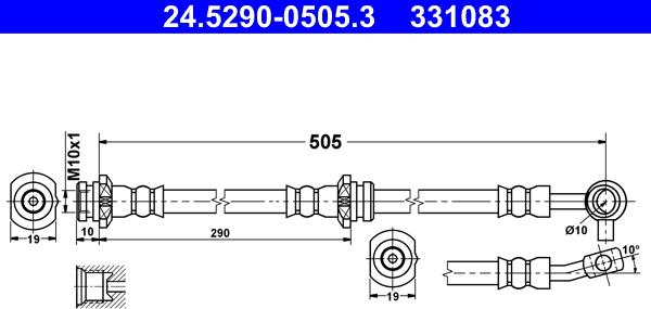 ATE 24.5290-0505.3 - Гальмівний шланг autocars.com.ua