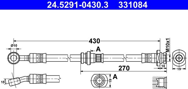 ATE 24.5291-0430.3 - Тормозной шланг avtokuzovplus.com.ua