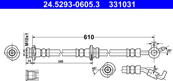 ATE 24.5293-0605.3 - Гальмівний шланг autocars.com.ua