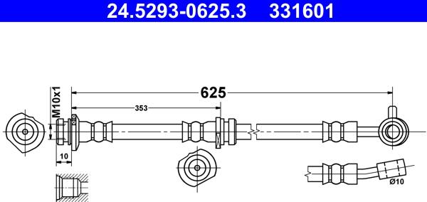 ATE 24.5293-0625.3 - Гальмівний шланг autocars.com.ua