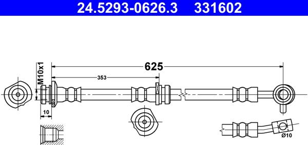 ATE 24.5293-0626.3 - Гальмівний шланг autocars.com.ua