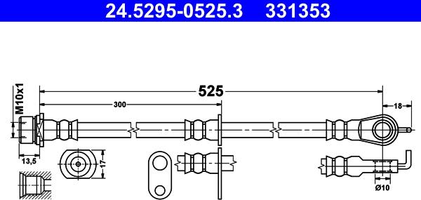 ATE 24.5295-0525.3 - Гальмівний шланг autocars.com.ua