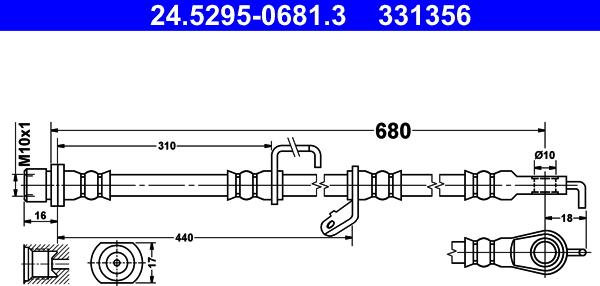 ATE 24.5295-0681.3 - Гальмівний шланг autocars.com.ua