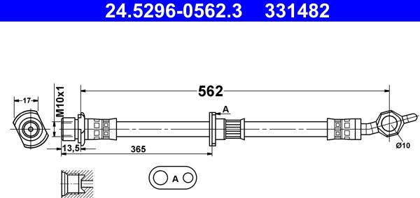 ATE 24.5296-0562.3 - Тормозной шланг avtokuzovplus.com.ua