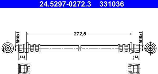 ATE 24.5297-0272.3 - Тормозной шланг avtokuzovplus.com.ua