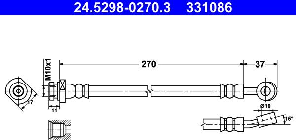 ATE 24.5298-0270.3 - Тормозной шланг avtokuzovplus.com.ua